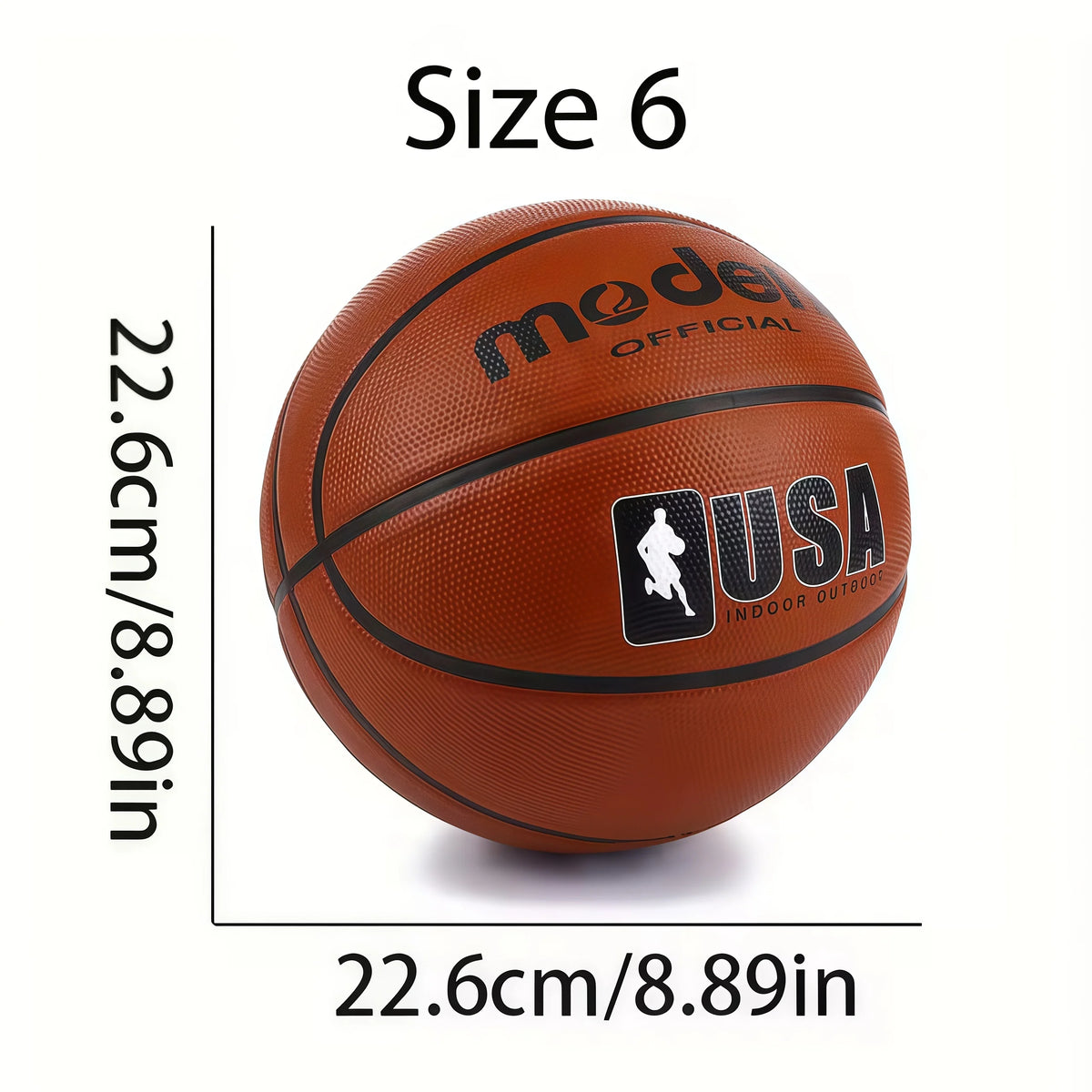 Balón de baloncesto oficial para adultos y adolescentes, color marrón, talla 4/5/6/7, balón de juego profesional de goma duradera para interiores y exteriores, 1 ud.