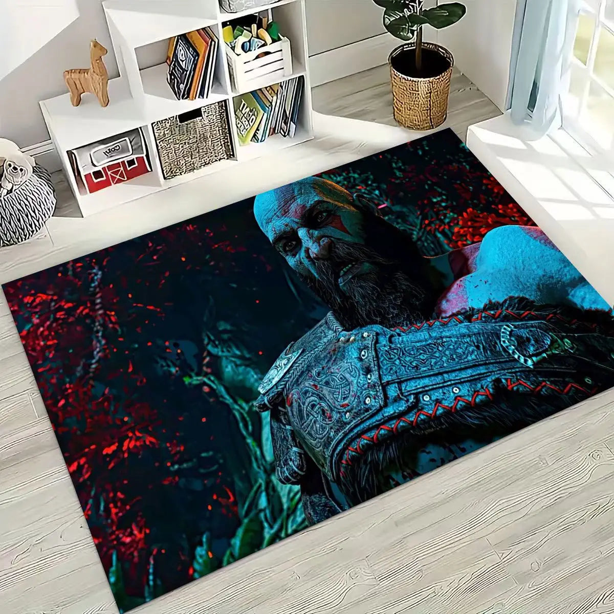 Alfombra de God of War Kratos para dormitorio, sala de estar, sofá, decoración del hogar, felpudo, alfombrilla antideslizante grande para juegos infantiles