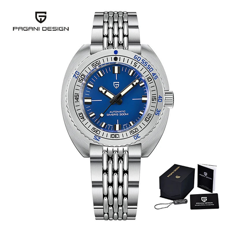 Reloj automático mecánico para hombre PAGANI DESIGN de buceo, movimiento NH38, cristal de zafiro, acero inoxidable, sumergible 300 m, revestimiento AR, modelo PD1719