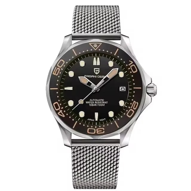 Reloj de lujo mecánico PAGANI DESIGN, bisel de cerámica, cristal de zafiro, fecha, luminoso, movimiento japonés, reloj de acero inoxidable para hombre