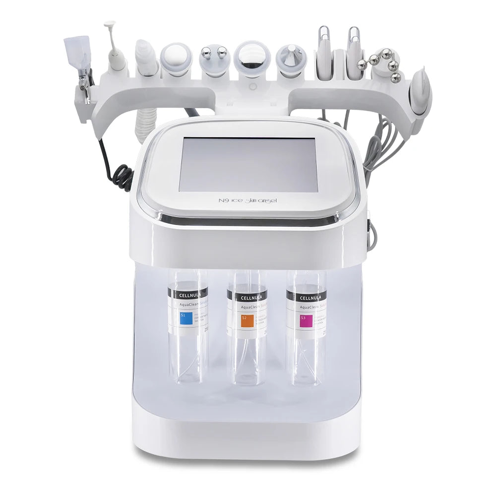 Novlora 10 en 1 Máquina Facial de Hidro-Oxígeno Ice Skin, Limpieza Profunda, Eliminador de Puntos Negros, Microdermoabrasión, Peeling Acuático, Exfoliante para la Piel, Cuidado de la Piel, SPA