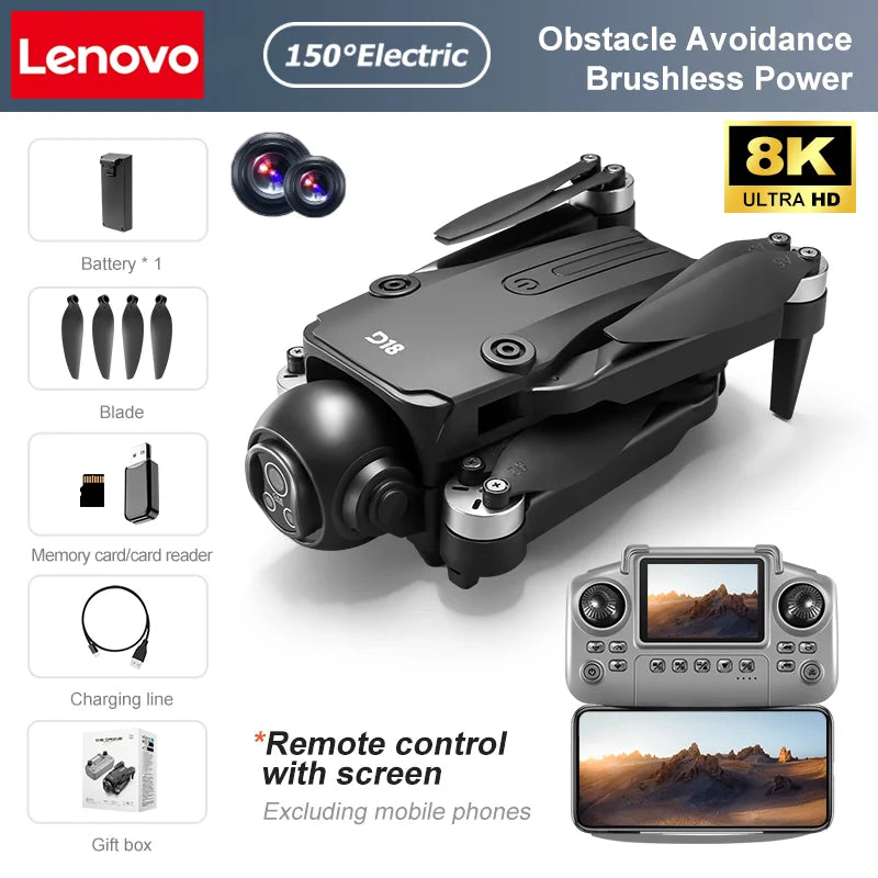 Dron GPS negro con cámaras duales y control remoto con pantalla integrada