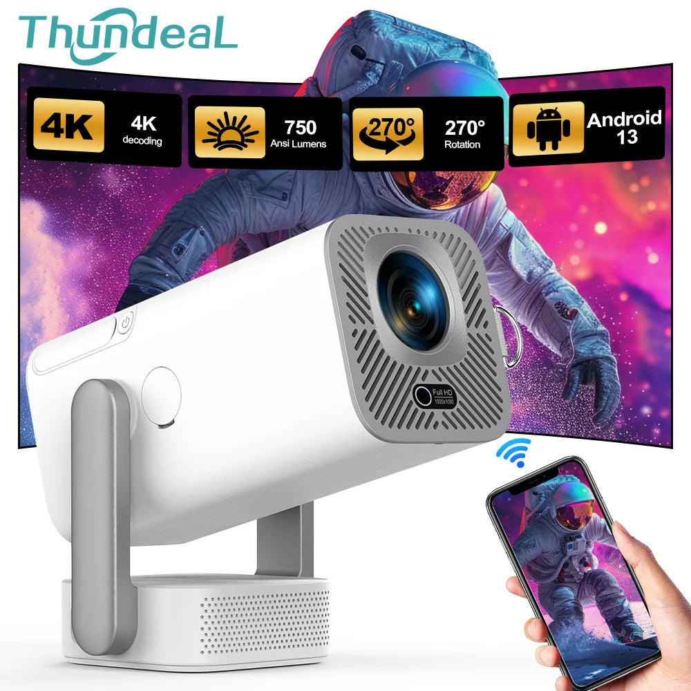 ThundeaL nuevo proyector TD80 Pro 4K Android WiFi portátil TD80Pro cine en casa proyector de vídeo de película actualizado TD80W