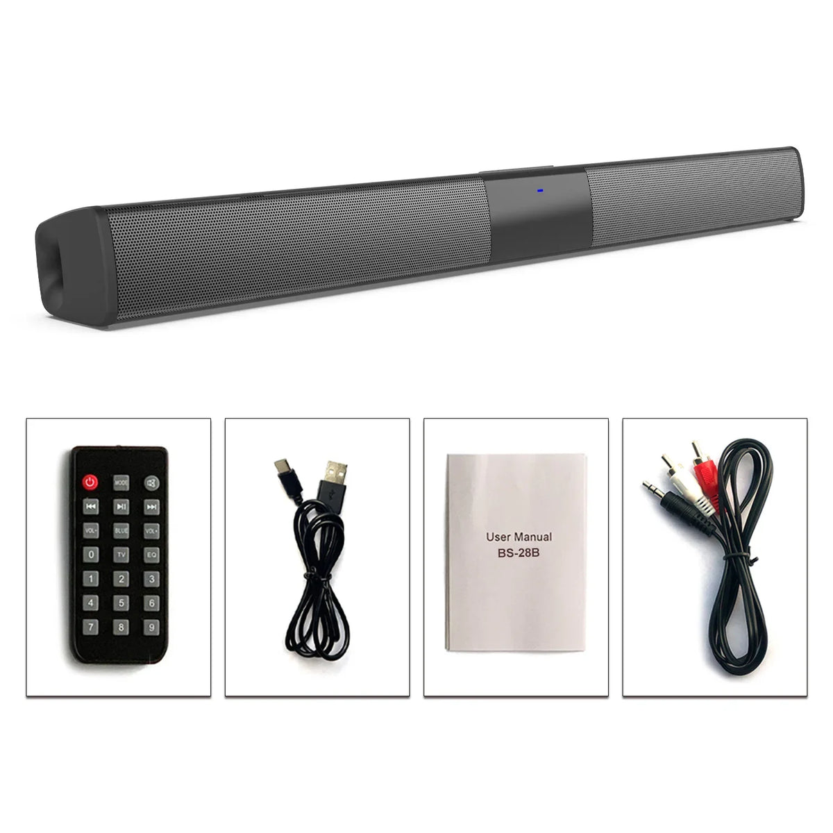 Potente barra de sonido para TV, altavoz Bluetooth inalámbrico y con cable, sistema de sonido estéreo para cine en casa con Radio FM, barra de sonido para centro de música