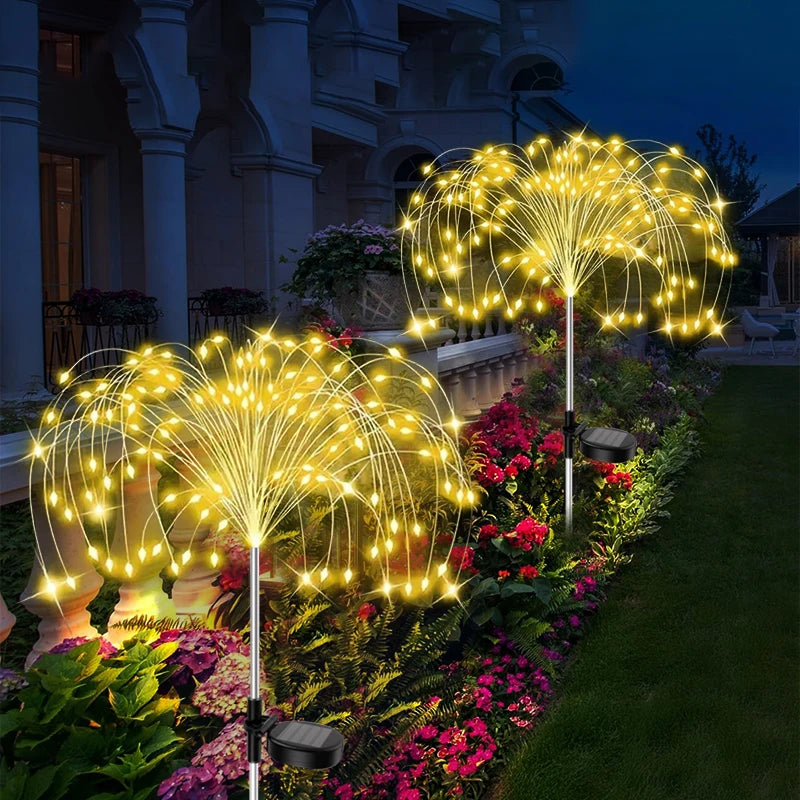 Luces solares de fuegos artificiales de 420LED, luces impermeables para decoración de jardín, luces de hadas de diente de león para Patio exterior, camino, césped y Patio