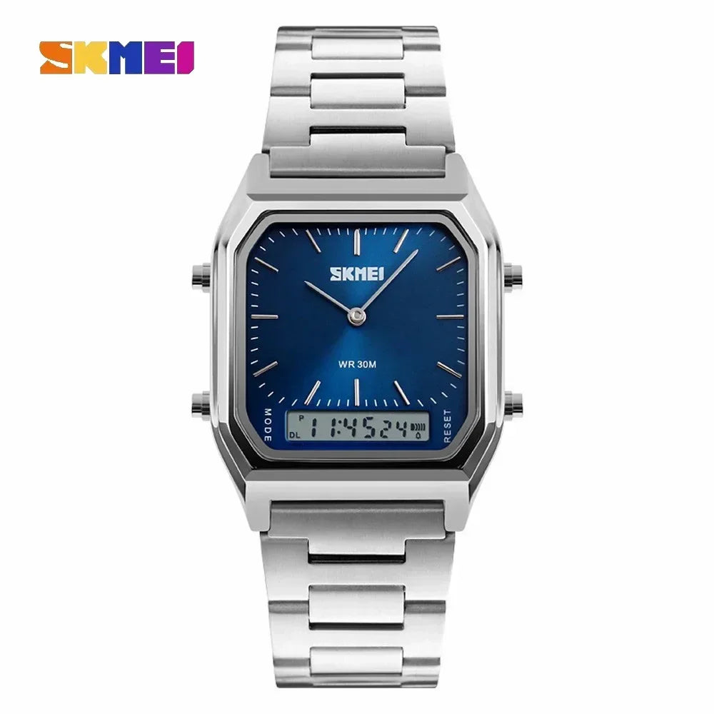 Reloj digital de cuarzo SKMEI para hombre, deportivo, cronógrafo, resistente al agua, de acero inoxidable, a prueba de golpes, reloj de pulsera para hombre 1220 Reloj Hombre