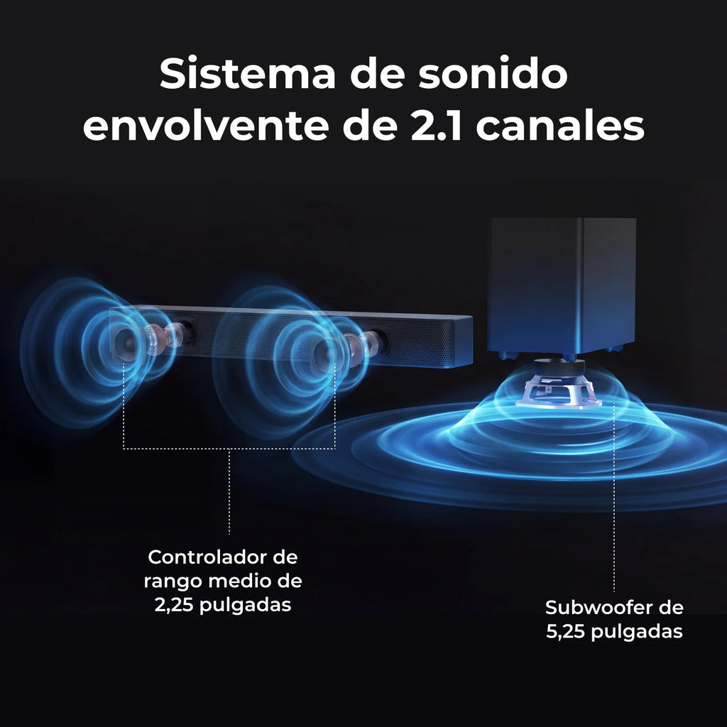 Barra de Sonido ULTIMEA 2.1ch para Smart TV, Subwoofer Inalámbrico de 5.25'', BassMX y VoiceMX, Control por Aplicación, Potencia Máxima de 240W, Modelo 2026