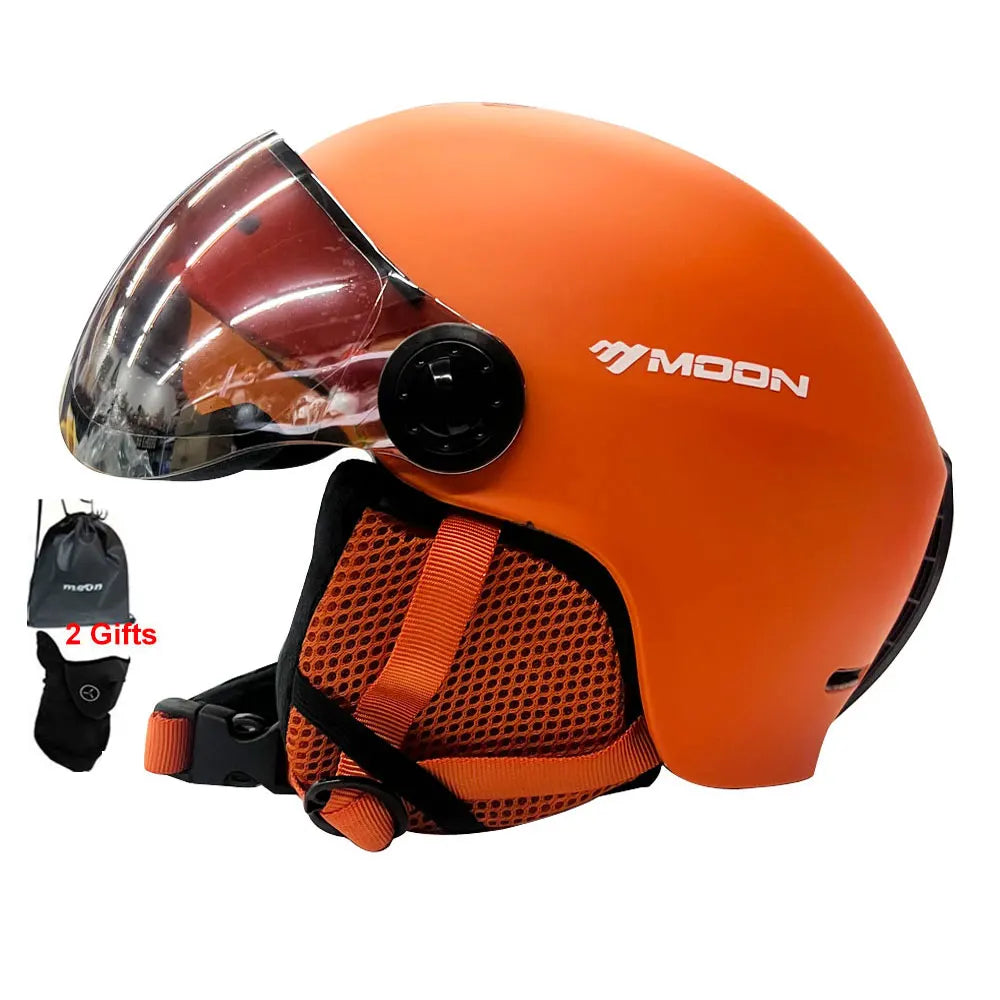 Casco de esquí MOON moldeado integralmente PC + EPS casco de esquí de alta calidad gafas deportes al aire libre esquí Snowboard monopatín cascos para hombre