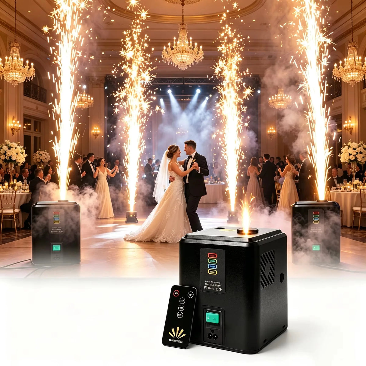 Máquina de Chispas Frías de 350W con Control Remoto, Mini Fuente de Chispas Electrónica, Equipo de Efectos Especiales para Fiestas, Bodas y Eventos