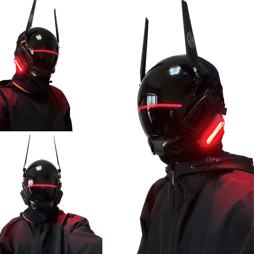 Máscara Cyberpunk Led rojo Mech Cosplay espectáculo de escenario ciencia ficción adulto regalo de fiesta de Halloween