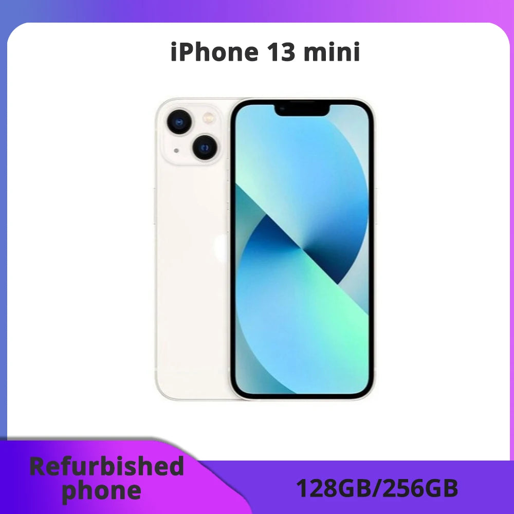 Teléfono inteligente 13 Mini 5G reacondicionado con Face ID, 4 GB de RAM, 128/256 GB de almacenamiento, pantalla de 5.4'', procesador A15 Hexa Core, excelente estado