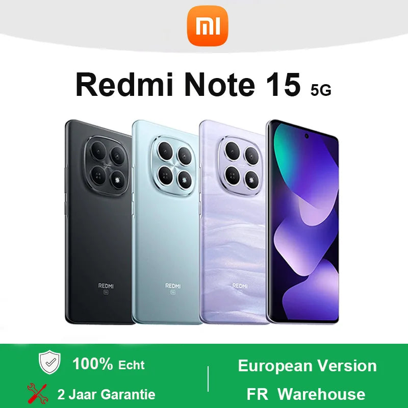 Smartphone Xiaomi Redmi Note 15 5G 8GB 256GB, Snapdragon® 6 Gen 3, cámara principal de 108 MP, tamaño de pantalla de 6,77'' 120Hz, capacidad de batería de 5520 mAh (típ.).