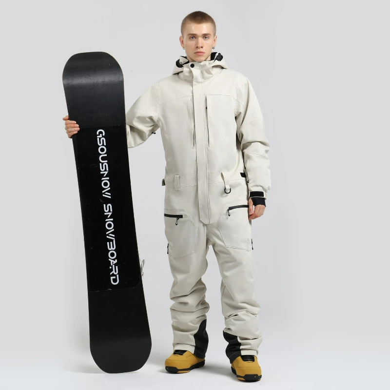 GSOU SNOW-Chaqueta de esquí para hombre, ropa de esquí de una pieza, mono de Snowboard, conjunto de chaqueta y pantalones, ropa de abrigo de invierno impermeable a prueba de viento con aislamiento