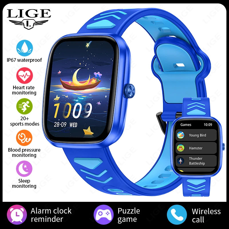 LIGE 2026 Nuevo Reloj Inteligente para Niños 1.75“ HD Llamada Bluetooth Reloj Inteligente Infantil Monitoreo de Salud Deportivo Reloj Impermeable para Niños y Niñas