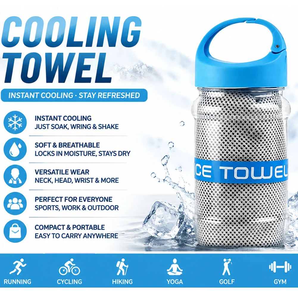 Toalla refrescante transpirable con estuche, toallas de microfibra suaves de secado rápido, prevención de golpes solares, toalla ligera para yoga, natación y gimnasio