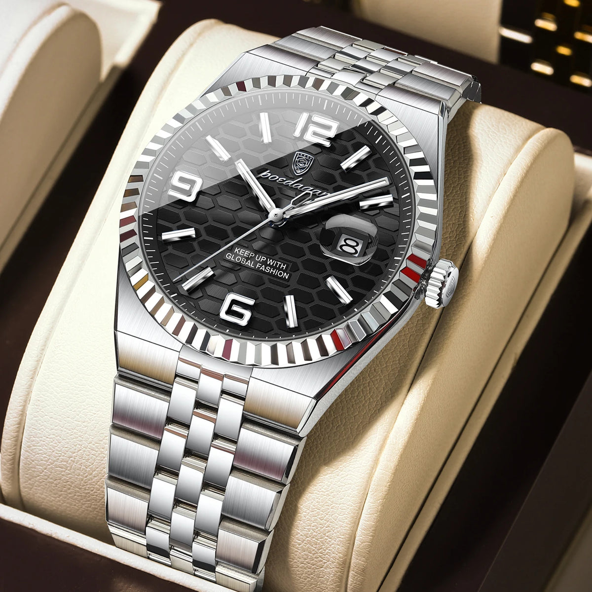 Reloj de hombre original de alta calidad POEDAGAR, resistente al agua, luminoso, con fecha, reloj de lujo para hombre, de acero inoxidable, de cuarzo, incluye caja