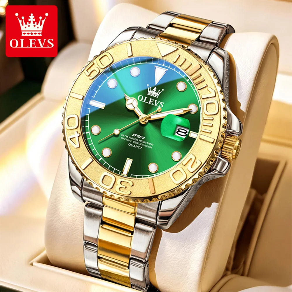 Reloj de cuarzo original OLEVS 2720 para hombre, resistente al agua 30M, función luminosa, calendario, esfera clásica.