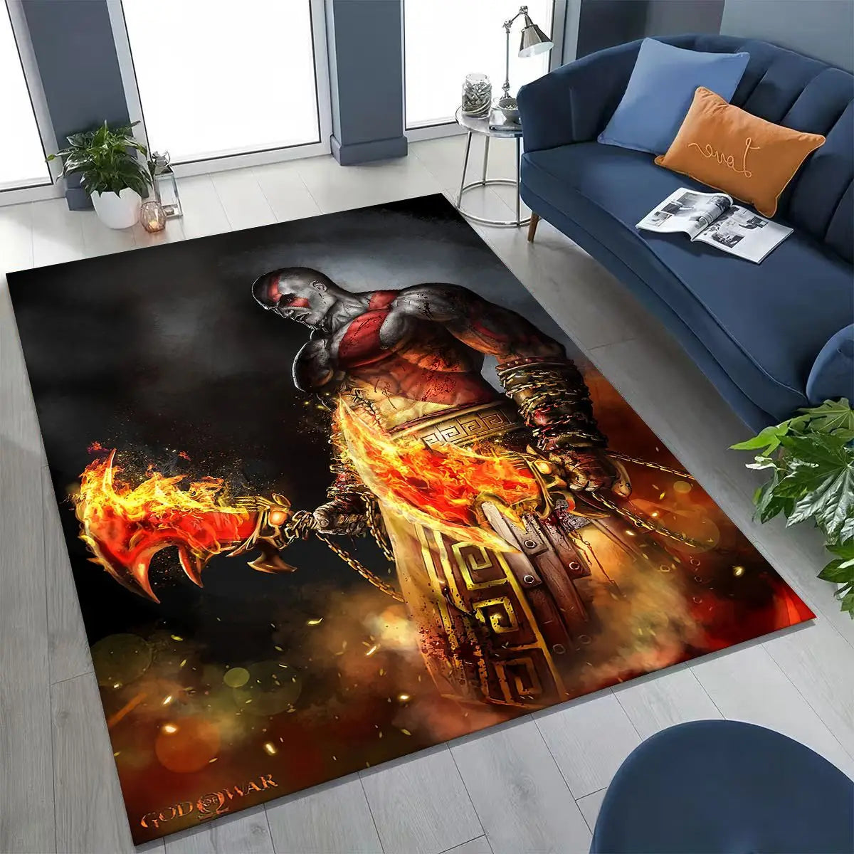 Alfombra de God of War Kratos para dormitorio, sala de estar, sofá, decoración del hogar, felpudo, alfombrilla antideslizante grande para juegos infantiles