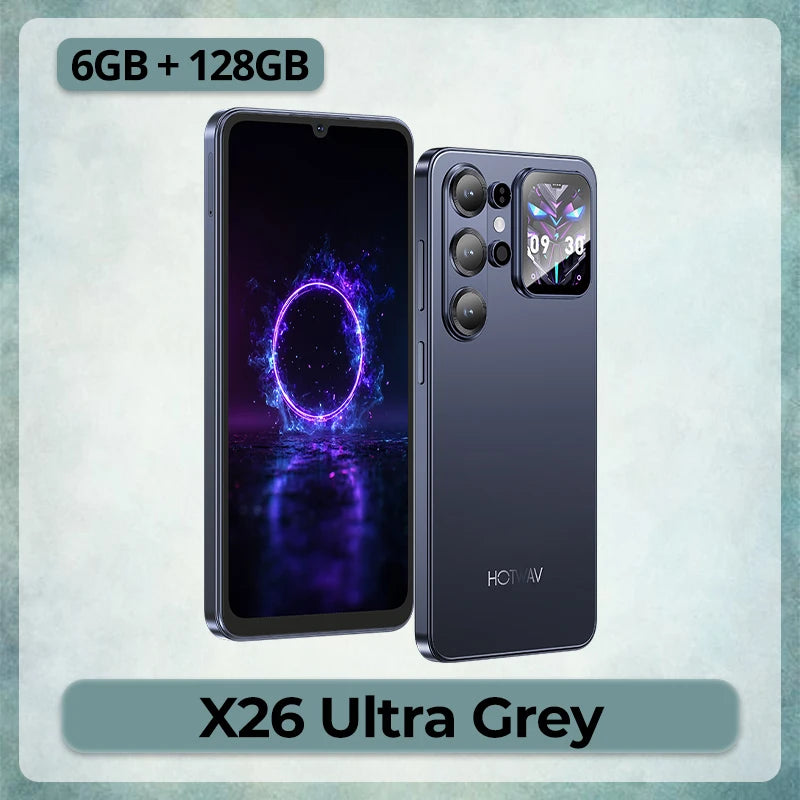 HOTWAV X26 Ultra Smartphone 6.75'' 120Hz Large Display Android 16 Cyber Island 13MP Camera Ultra-Thin Mobile Phone 6GB RAM 128GB ROM 5160mAh Battery 18W Fast Charging Lightweight Global Dual 4G Cellphone With Back Second Disp