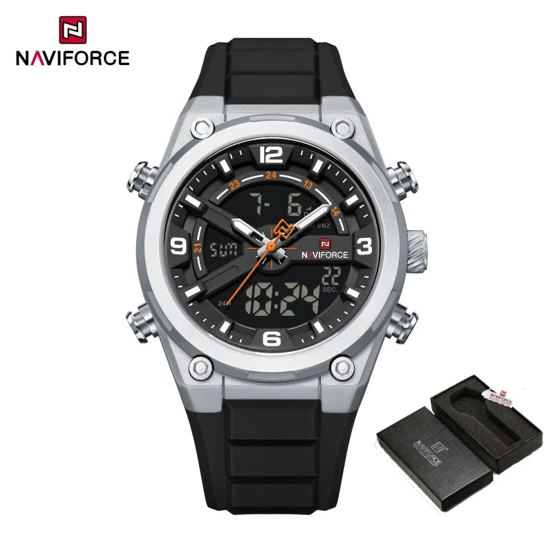 Reloj deportivo NAVIFORCE NF9265, nuevo modelo, resistente al agua y a los golpes, con calendario luminoso y correa de silicona para hombre