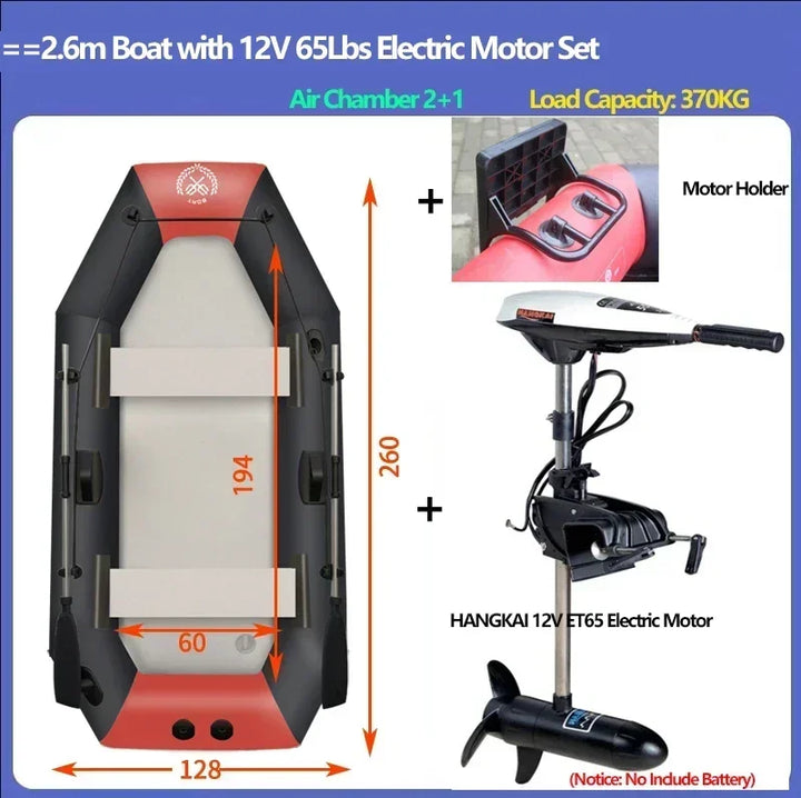 Bote de Pesca Inflable de PVC Multitamaño con Motor, para una Persona, 0.7mm de Grosor, Resistente al Desgaste, Kayak, Canoa