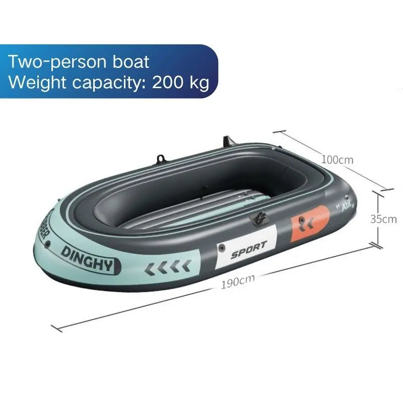 Kayak Inflable para Dos Personas, Bote de Pesca de PVC Reforzado, Plataforma Elevada, Resistente al Desgaste, Portátil, para Deportes Acuáticos al Aire Libre