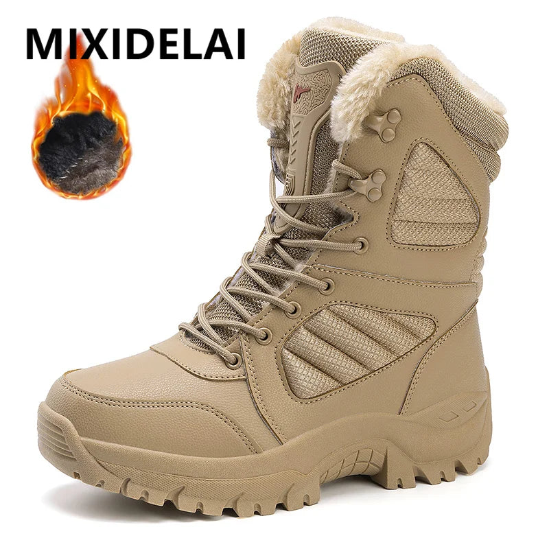 Botas de invierno para hombre, botines impermeables de alta calidad, gruesas, cálidas, de gran tamaño, para nieve, senderismo, zapatos de algodón para exteriores, zapatillas de deporte