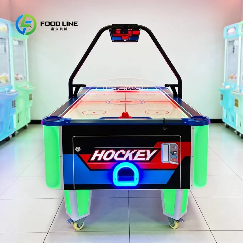 Máquina recreativa de hockey de aire con monedas, mesa de juego clásica multibolas, empujador automático para interiores