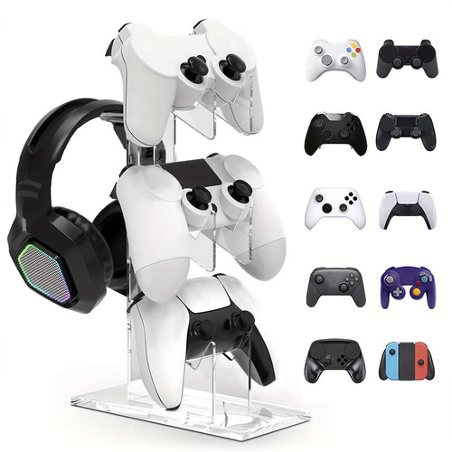Soporte universal de 3 niveles para mandos y auriculares, accesorios de juego para almacenamiento de PS5 y PS4, colores negro, blanco y transparente