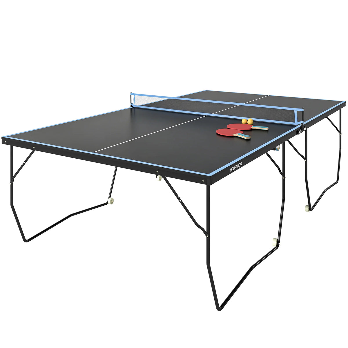 Mesa de tenis de mesa SPORTNOW, mesa de tenis de mesa plegable con red y ruedas