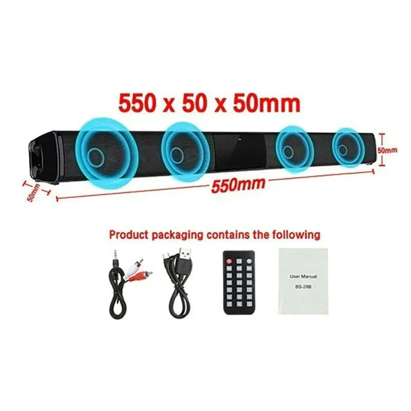 Barra de Sonido Envolvente para Cine en Casa, Inalámbrica, Bluetooth, Supergraves, Estéreo con Cable, Serie BS, para Sistema de Entretenimiento de Audio para TV