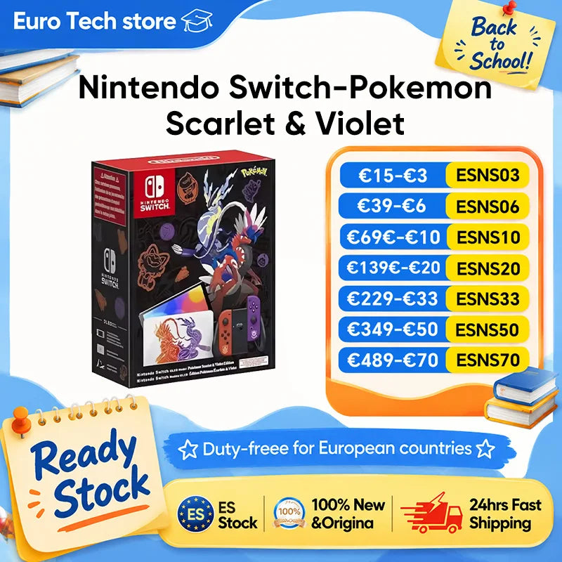 Consola Nintendo Switch (Modelo OLED) Edición Pokémon Karmesin y Purpur, SIN juegos incluidos, pantalla OLED de 7 pulgadas, Joy-Con