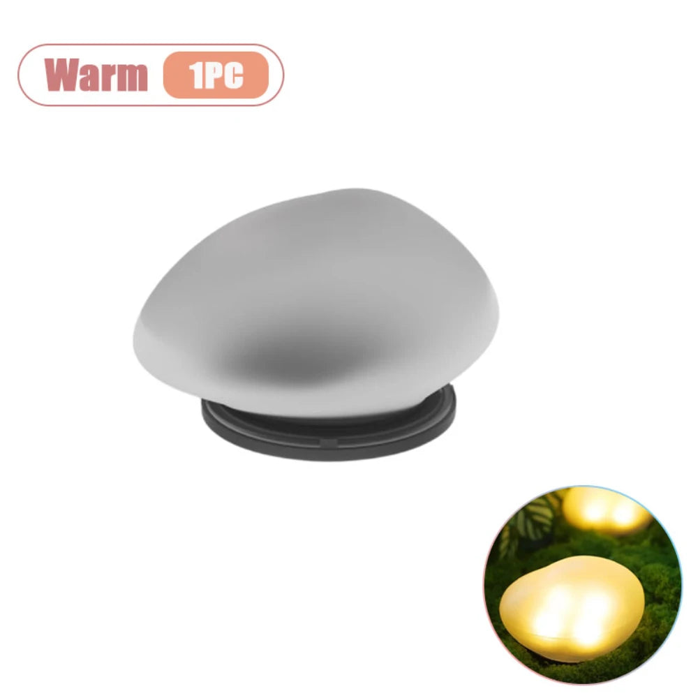 Lámpara LED solar para jardín, piedra artificial tipo canto rodado, luz para césped, montaje semiempotrado para caminos, decoración de patio, iluminación de jardines
