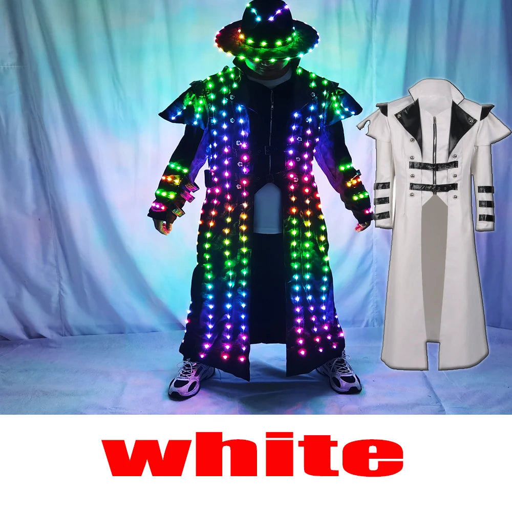Decoración de fiesta de escenario, vestido elegante de fiesta, Robot de baile LED, traje luminoso, trajes Rave, ropa de actuación brillante