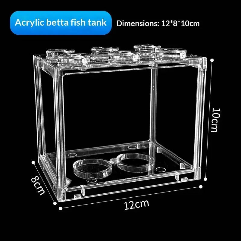 Mini acuario de acrílico caliente, pecera, caja para mascotas reptiles, acuario apilable, cilindro, paisaje, algas marinas para decoración de hogar y oficina