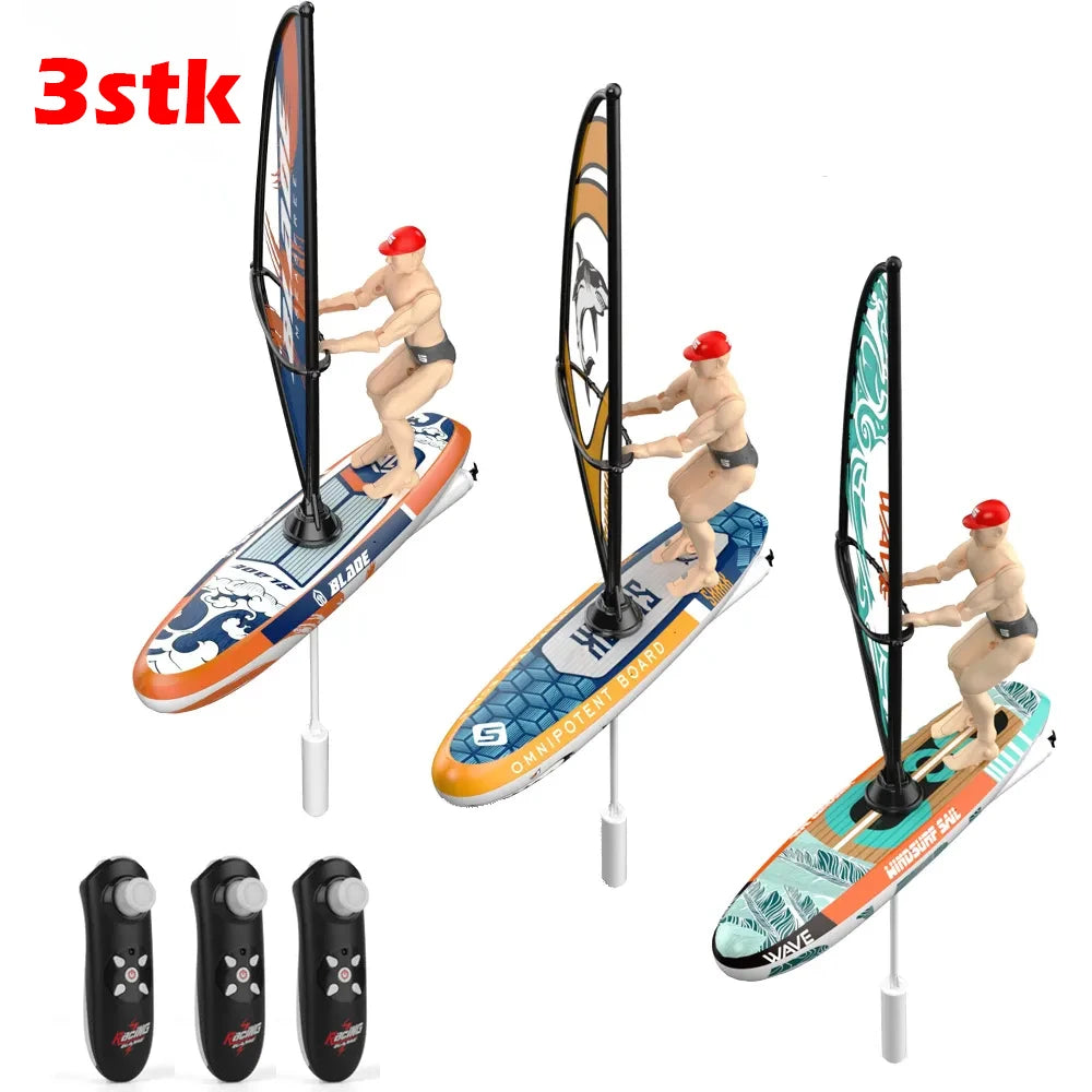 Barco de vela RC, lancha rápida a control remoto 2.4G, modelo de juguete de carreras, kayak oscilante deslumbrante, juguete acuático competitivo para piscina y exteriores para niños