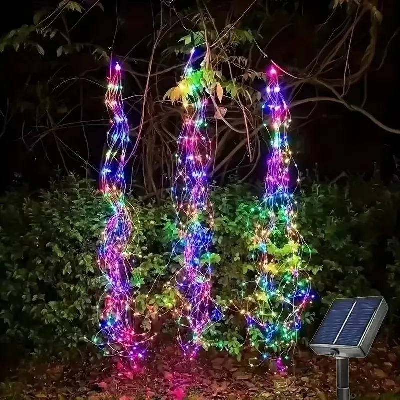 Rama de luces LED con energía Solar, luz de cascada impermeable de cobre para fiesta de jardín, decoración de árbol de Navidad al aire libre