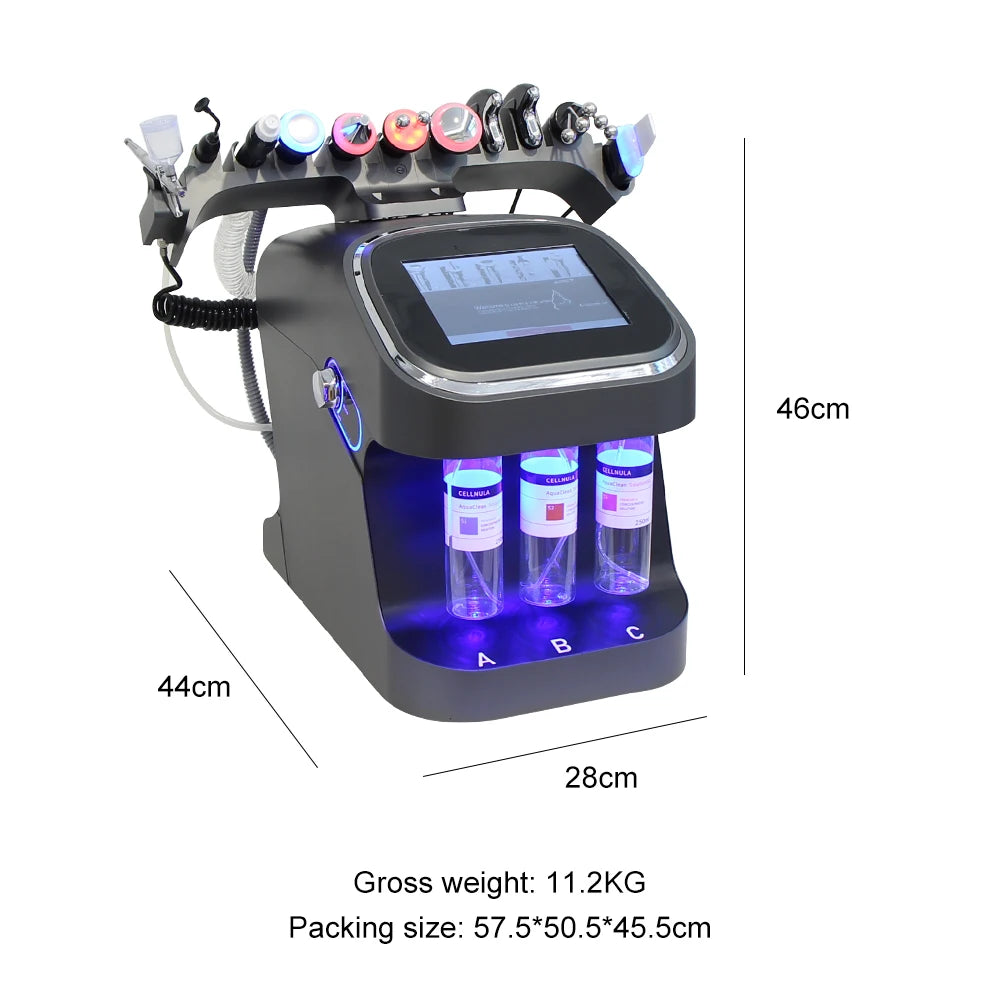Máquina de burbujas pequeñas de oxígeno y hidrógeno 10 en 1, limpieza Facial profunda de acné, eliminación de espinillas de poros, estiramiento de la piel, hidrodermoabrasión