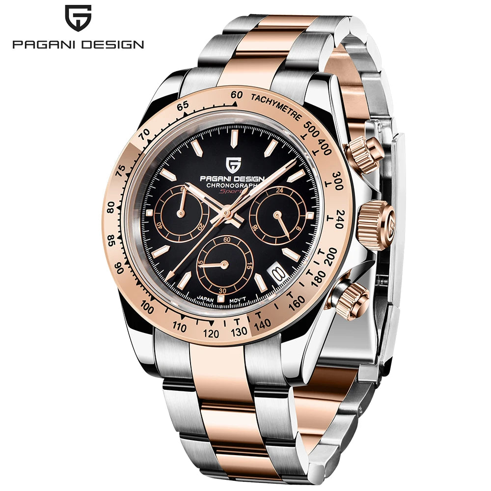 Reloj de hombre PAGANI DESIGN 2026 nuevo, dorado 1644, reloj de pulsera de cuarzo de lujo de marca superior para hombre, cronógrafo, resistente al agua