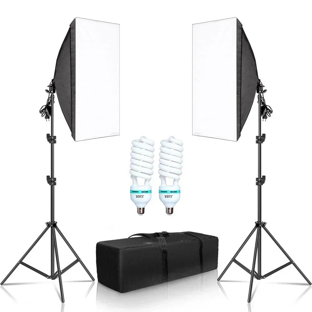 SH 1pc-3Pcs Kit de Iluminación Softbox para Fotografía 50x70CM, Sistema de Luz Profesional con Bombillas Fotográficas E27 para Estudio Fotográfico