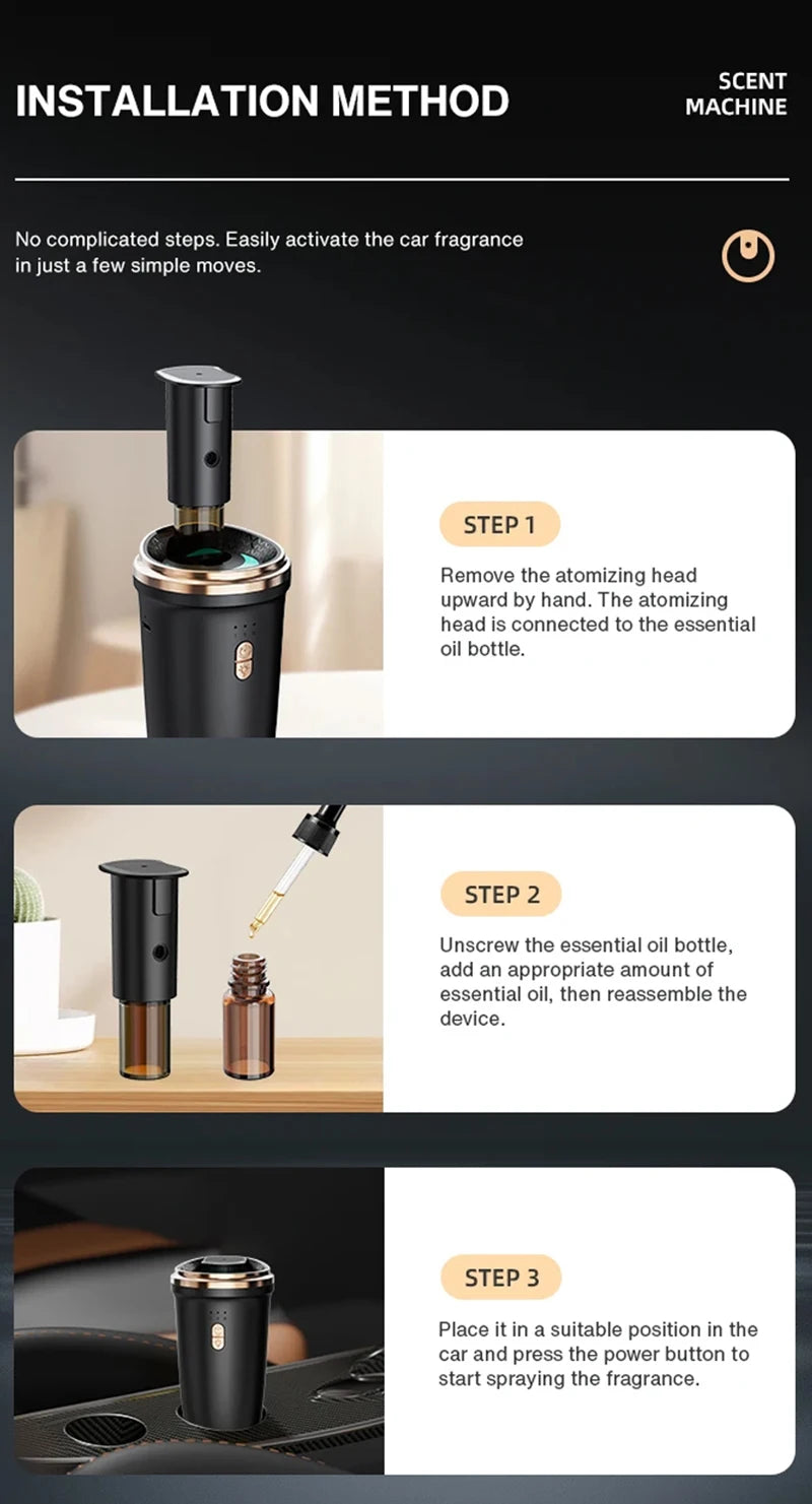Difusor de Aromaterapia Inteligente para Automóvil NAMSTE, Ambientador para el Hogar y el Automóvil, Elimina Olores, Humidificador, Difusor de Aceites Esenciales