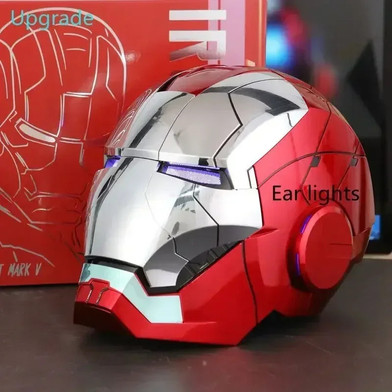 Casco de Iron Man Mk5 Automático 1:1 con Control por Voz, Avengers Mk5 Mk50 Mk17, Cosplay con Luz LED, Cierre Electrónico