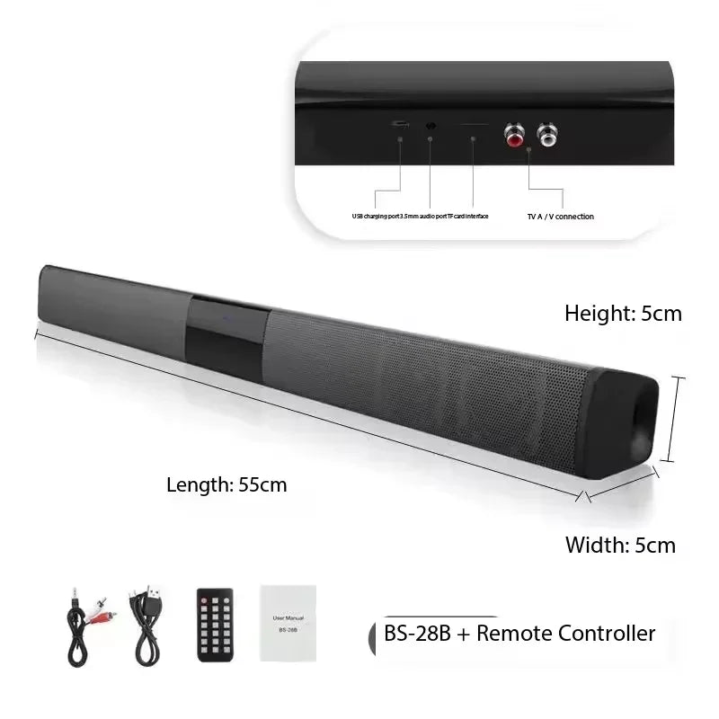 Barra de Sonido, Sistema de Sonido para Cine en Casa, Altavoz Bluetooth, Altavoz para TV y Computadora, Equipo con Subwoofer Portátil, Centro de Música con Radio, 40W