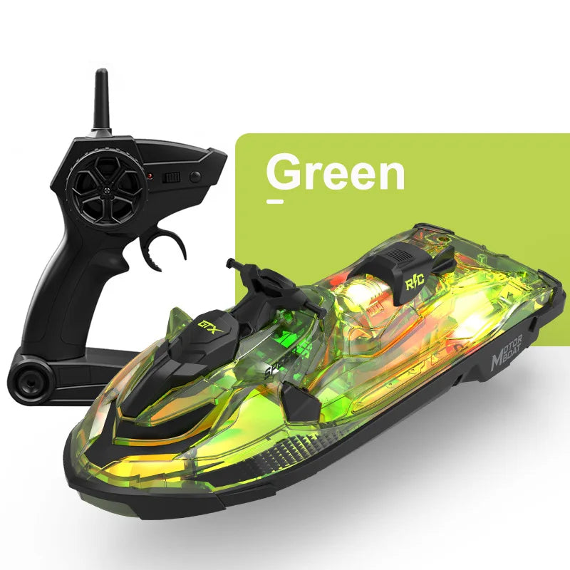 Lancha motora de control remoto RC de verano 2.4G, barco de control remoto con luces, yate eléctrico de alta velocidad, juguete acuático