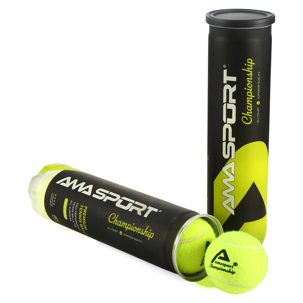 Pelotas de tenis presurizadas del campeonato de AMASPORT, 4 pelotas/puede ideales para entrenamiento, práctica, pelota de tenis presurizada de fieltro de servicio Regular