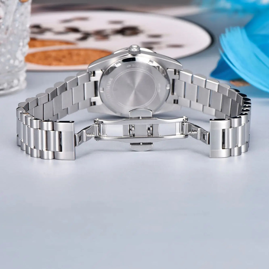 2024 Reloj de cuarzo elegante para mujer PAGANI DESIGN, 32 mm, con diamantes, cristal de zafiro, acero inoxidable, pequeño y exquisito