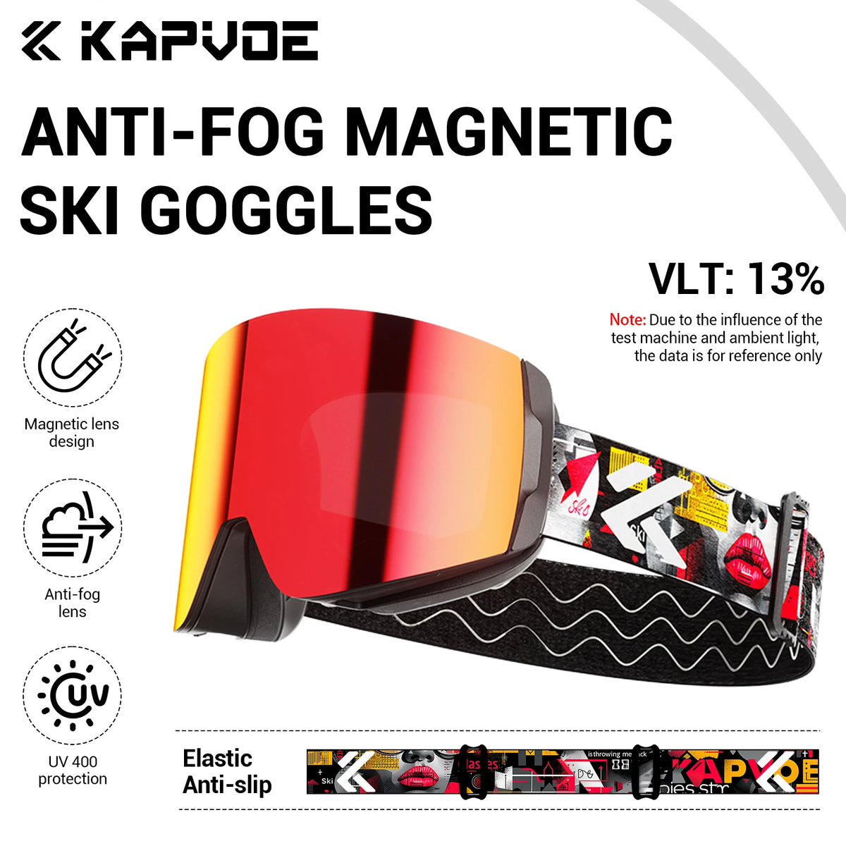 KAPVOE Gafas de nieve magnéticas Protección UV antivaho de doble capa para esquiar Snowboard Claridad de alta definición Esquí unisex