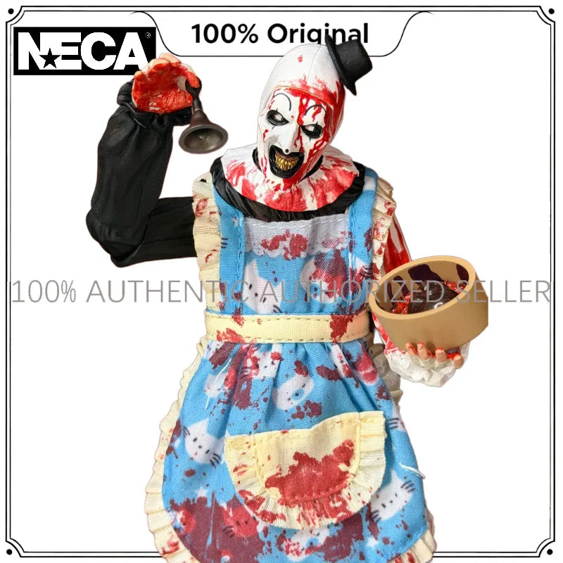 100% Original NECA Toys Terrifier 2 - Ultimate Thanksgiving Art the Clown Figura de Acción a Escala de 7 Pulgadas, Muñeca Modelo, Kit de Garaje