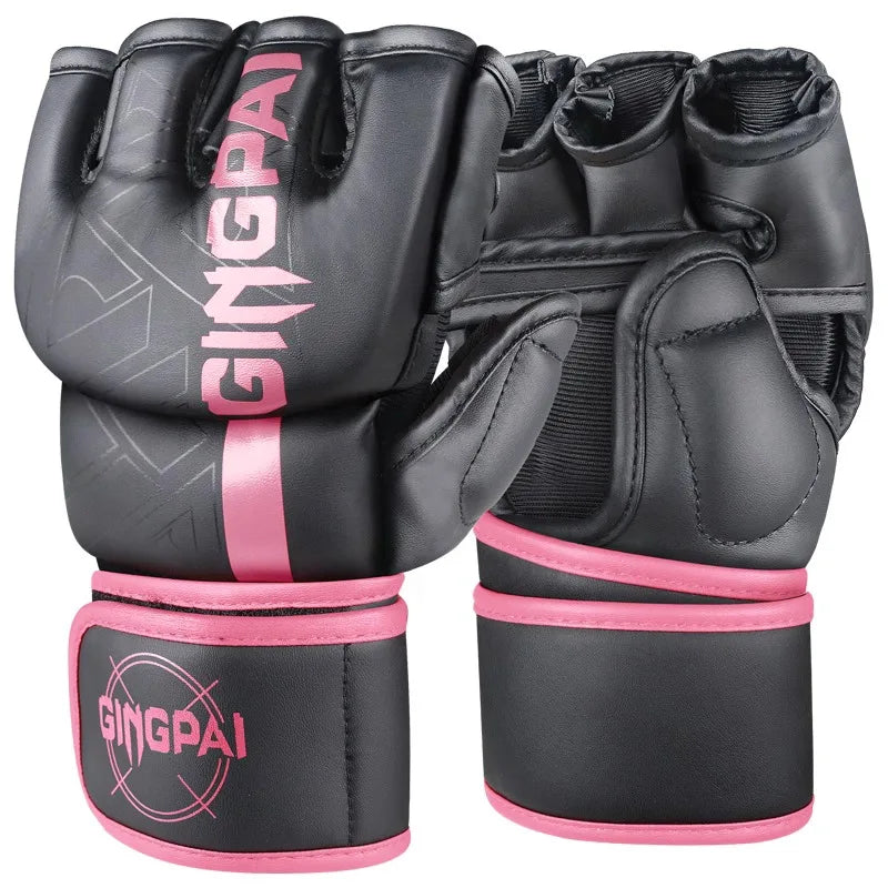 Guantes de boxeo, guantes de combate para hombres y mujeres, entrenamiento profesional MMA, guantes de boxeo de lucha de medio dedo, lucha libre Sanda
