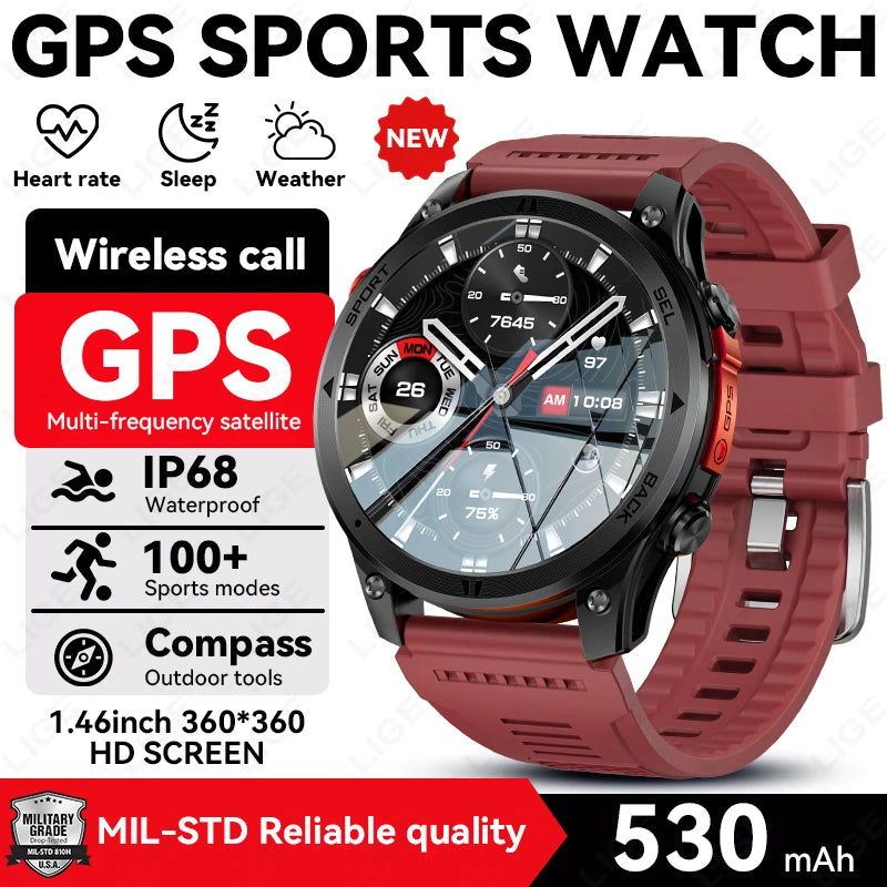 Reloj inteligente GPS para hombre 2026 New Military T-Rex 3 Ultra, batería de larga duración, resistente al agua IP68, brújula, linterna y rastreador deportivo